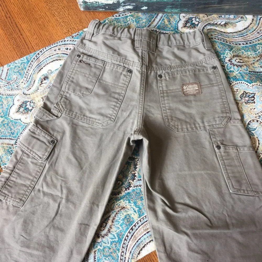 Columbia Youth Hiking Pants Size 10 Tan Adjustable Waist Cargo Outdoor